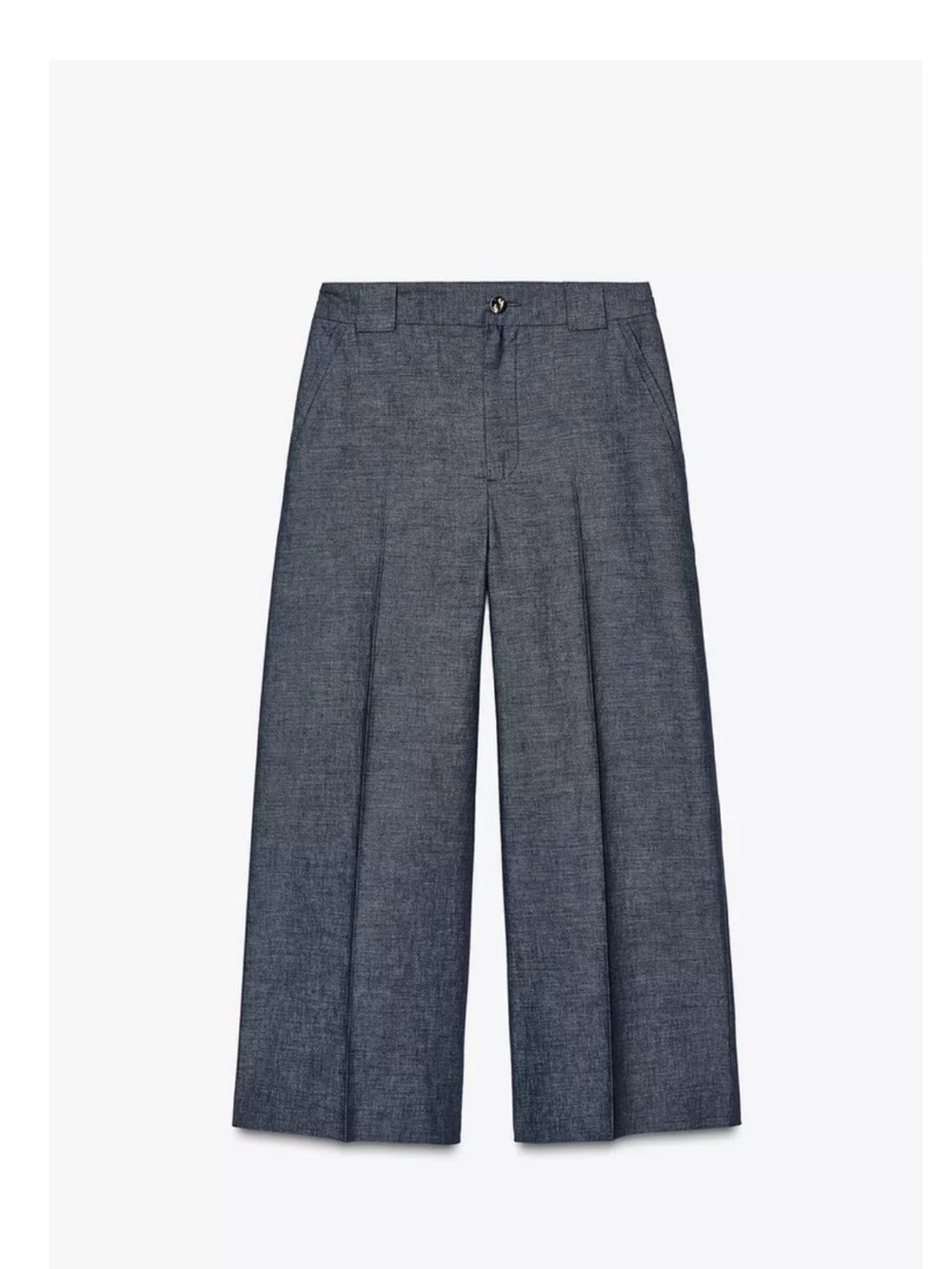 Zara linen blend high rise wide leg pants in light indigo